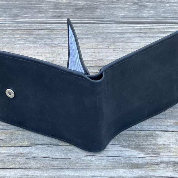 Handmade Genuine Leather Black Wallet Card Holder Purse Bi Fold Purse - Picture 11 of 13